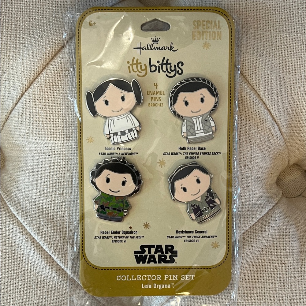 Hallmark Itty Bittys Star Wars Leia Organa Special Edition Enamel Pin Set Unopen